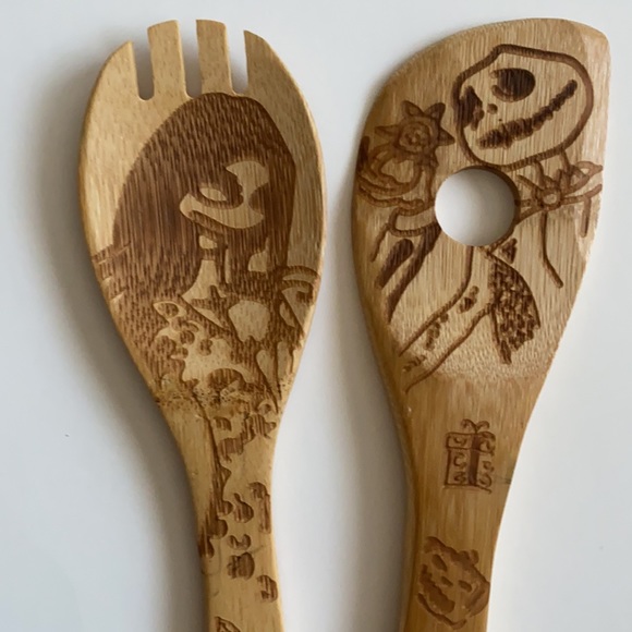 NWOT DISNEY 5 piece Nightmare Before Christmas wooden utensils, Jack & Sally - Picture 2 of 7